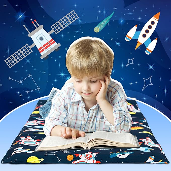 2 Pcs Dinosaurs Nap Mat Cover for Boys Girls Sewn in Flap Design Blue Sleeping - Image 3