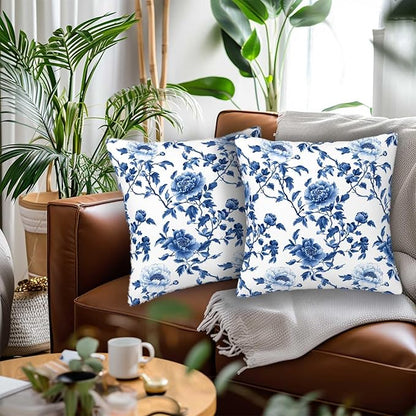 Chinoiserie Floral Throw Pillow Cover 18x18 Set of 2, Cushion Case - Image 2