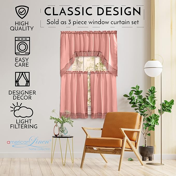 American Linen Café Curtains for Kitchen, Bathroom Curtains - Image 5