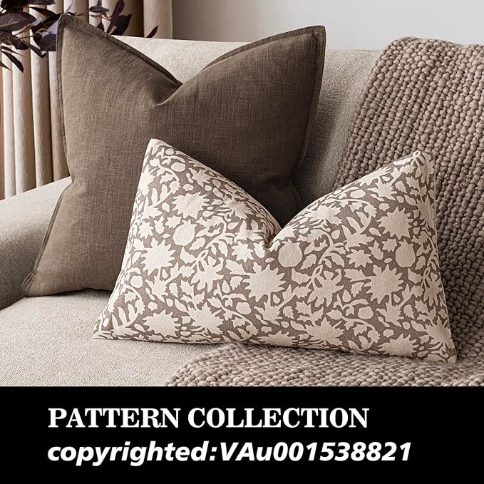 Foindtower Set of 2 Decorative Neutral Floral Lumbar Throw Pillow Covers Accent - Image 4