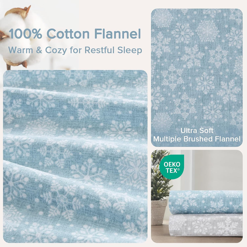 Comfort Spaces 100% Cotton Flannel Sheets Queen Size, Ultra Soft, 4 Pcs
