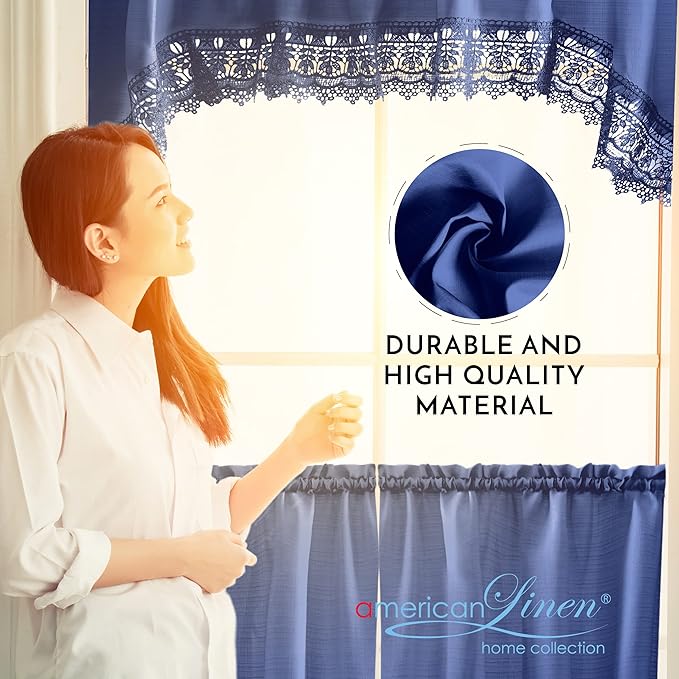American Linen Café Curtains for Kitchen, Bathroom Curtains - Image 3