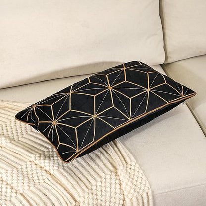 Aeckself Black Embroidery Velvet Throw Pillow Cover 12 x 20 Inch - Image 3