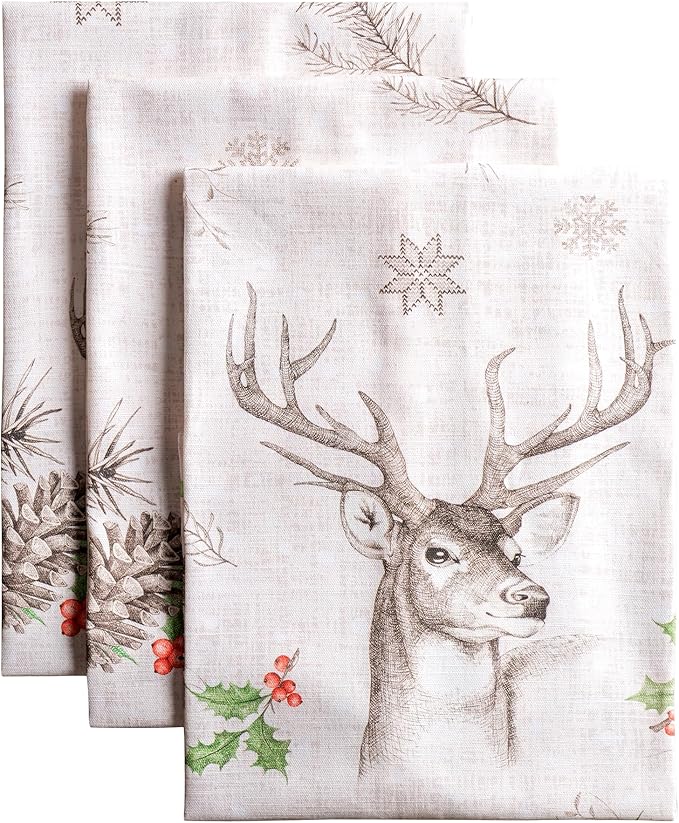 Maison d' Hermine Kitchen Towels Set of 3 100% Cotton 20" x 27.5" Reusable by MaisondHermine