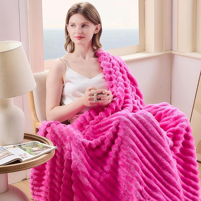 NEWCOSPLAY Super Soft Throw Blanket Hot Pink Premium Silky Flannel Fleece 3D - Image 2