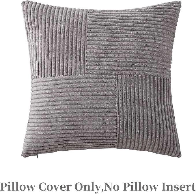 Gray Throw Pillow Covers 20x20 inch, Farmhouse Home Decor, Boho Decorative - Image 3
