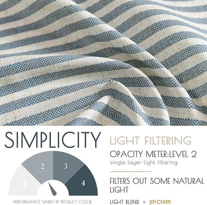 jinchan Tab Top Linen Kitchen Curtains 36 Inches Striped Tier Curtains - Image 5