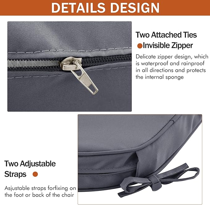 Outdoor Chair Cushions Set of 4 Waterproof Patio Chair Cushions - Image 9