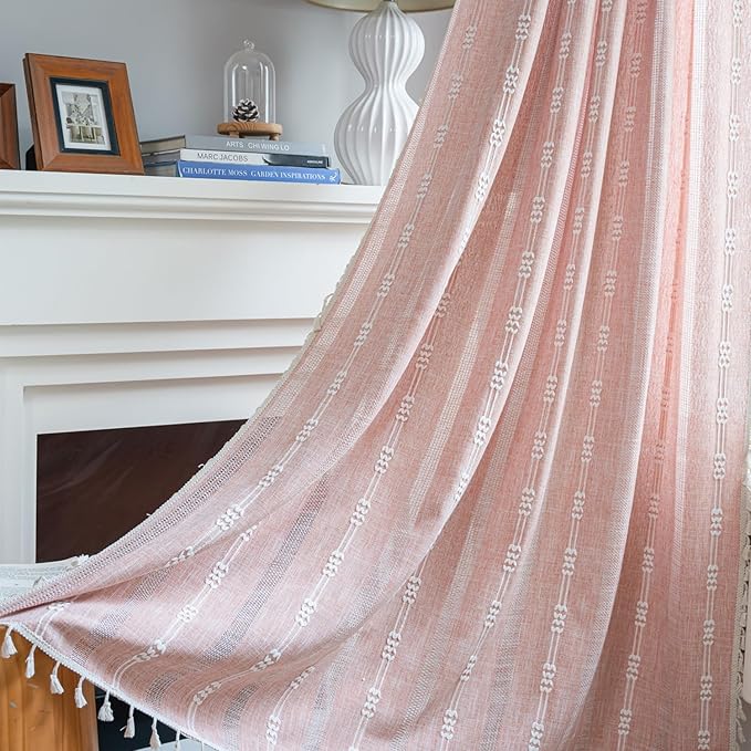 ColorBird Boho Curtains Farmhouse Striped 84 Inches Length 2 Panels Set Window by ColorBird