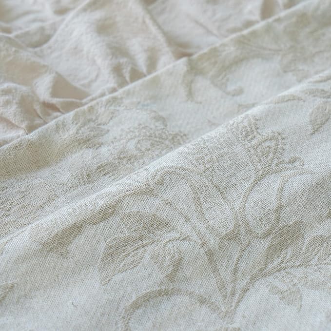 Pillow Shams Set of 2 Linen-Cotton Jacquard Fabric and Washed 100% Cotton Retro - Image 8