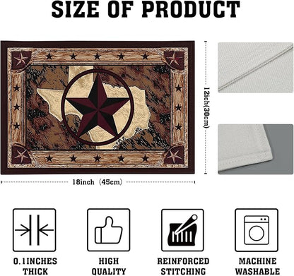 Giwawa Texas Stars Placemats Set of 4, Rustic Western Style Brown Wood Linen - Image 4