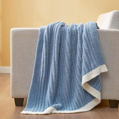 Snuggle Sac Ribbed Blue Throw Blanket - Image 7