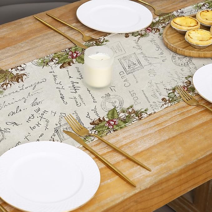 Vintage Christmas Santa Claus Table Runner 13x72 Inch Merry and Bright - Image 4