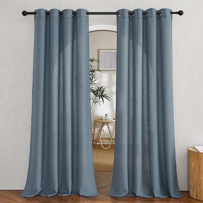 NICETOWN Linen Blend Stone Blue Curtains by NICETOWN