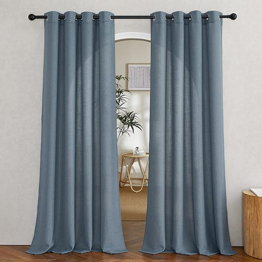 NICETOWN Linen Blend Stone Blue Curtains by NICETOWN