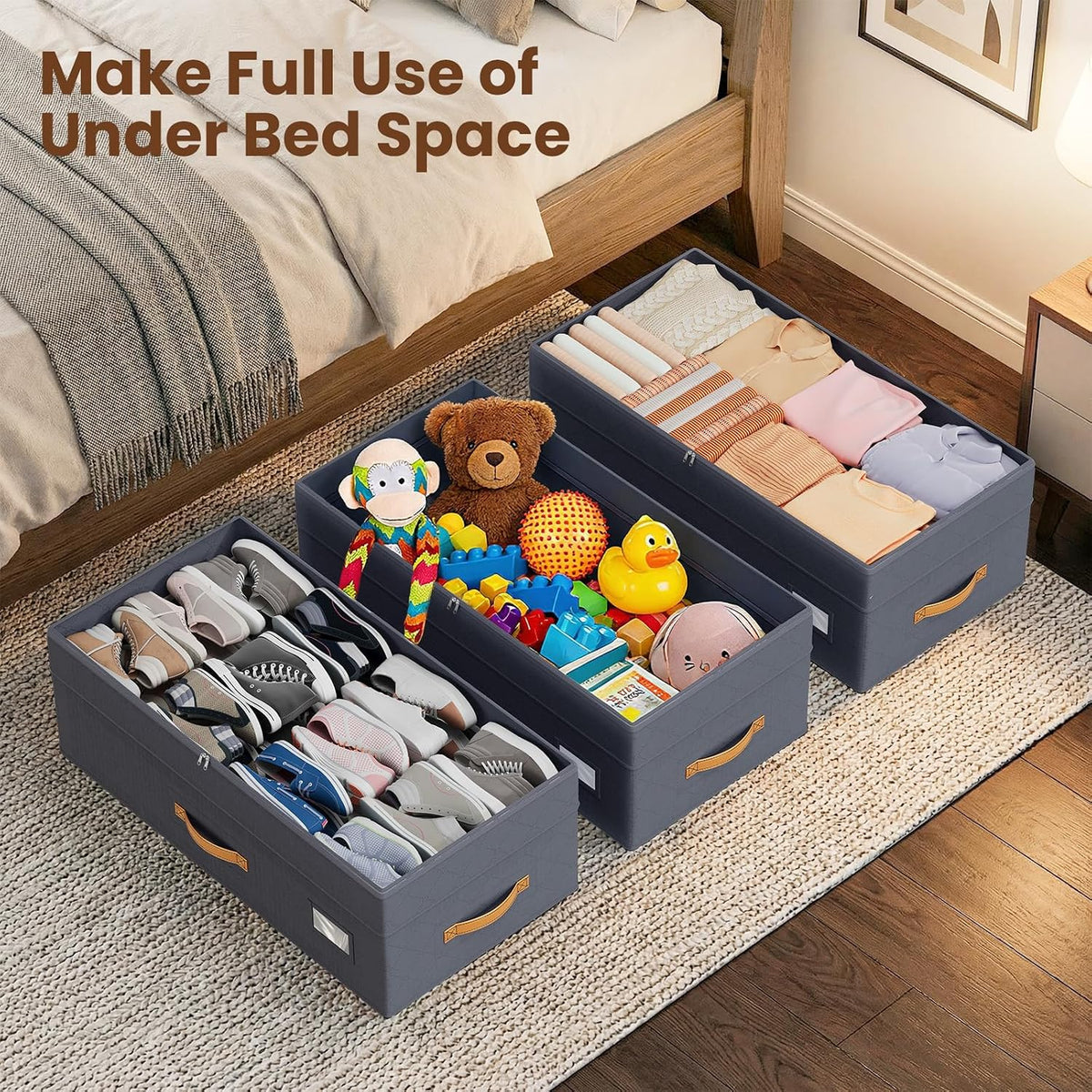 budding joy 80l 2 pack adjustable under bed, package contents