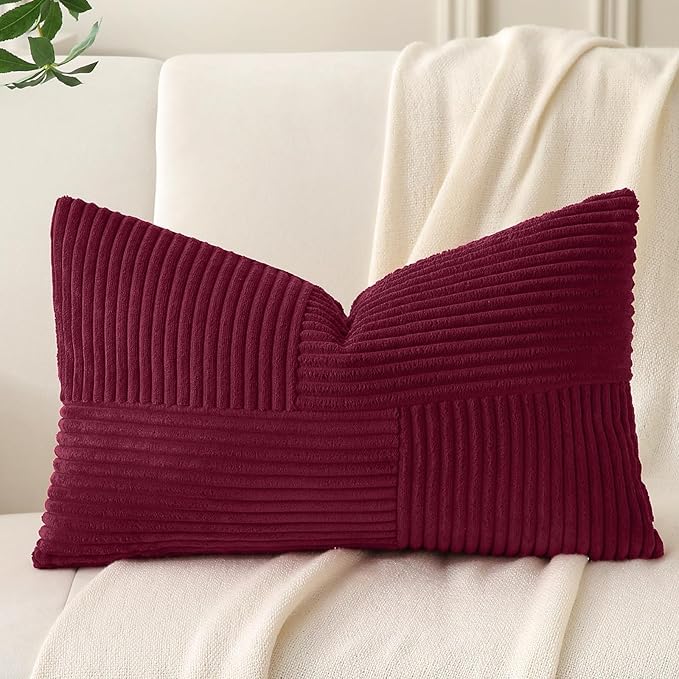 Burgundy Lumbar Throw Pillow Covers 16x24 inch, Farmhouse Home Decor, Boho - Image 6