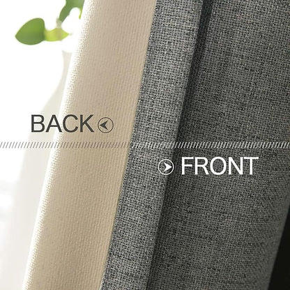 MIULEE Linen Texture Curtains for Bedroom Solid 100% Blackout Thermal Insulated - Image 6