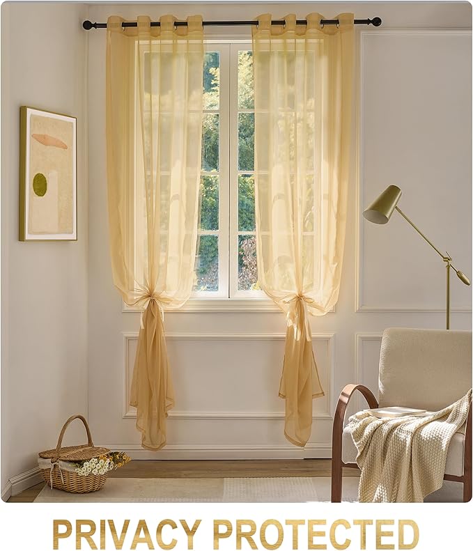 Foil Stripe Gold Sheer Curtains 96 inches Length 2 Panels - Image 5