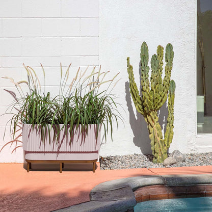 veradek demi series raised long planter - wide, side view