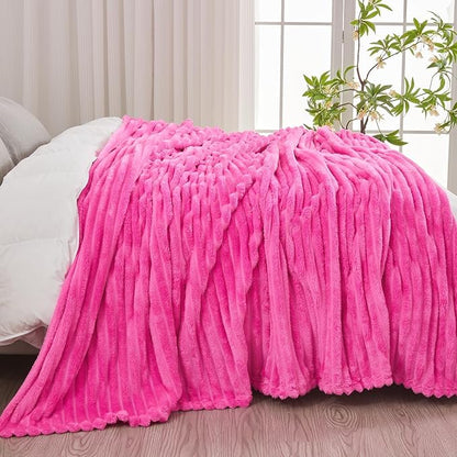NEWCOSPLAY Super Soft Queen Blanket Hot Pink Premium Silky Flannel Fleece 3D - Image 4