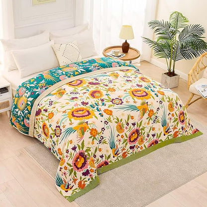 Boho Throw Blanket for Bed, 100% Cotton Soft Rustic Quilt Fall Blanket - Image 4