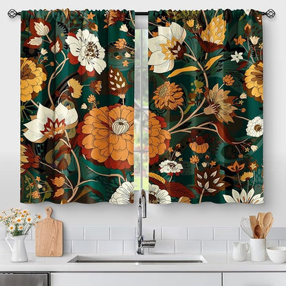 Aimego Boho Floral Kitchen Curtains by Aimego