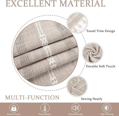 ColorBird Boho Curtains Farmhouse Linen Drapes - Image 3