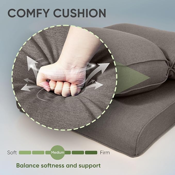 Outdoor Chair Cushion Set of 2, Waterproof Outdoor Seat Cushions 25x22 - Image 4