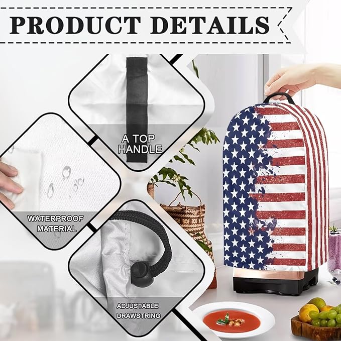 American Flag Art Blender Cover Dust Proof Small Appliance Cover Foldable Dust - Image 4