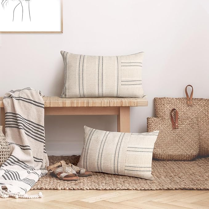 AELS 12x20 Decorative Farmhouse Linen Throw Pillow Covers, Boho Rectangle - Image 5