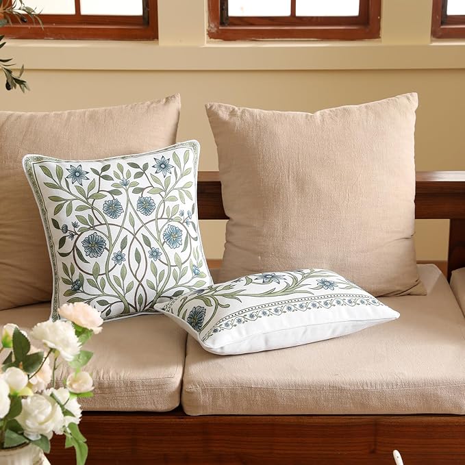 ISAENNE Design Fresh Linen Square Throw Pillow Covers 18"x18", French White - Image 5