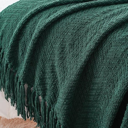BATTILO HOME Forest Green Throw Blanket Couch, Knit Christmas Throw Blanket - Image 6