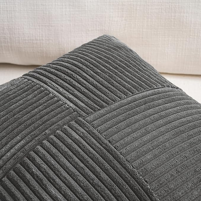 Fancy Homi 2 Packs Dark Gray Lumbar Decorative Throw Pillow Covers 16x28 Inch - Image 3