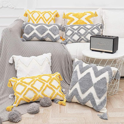 Boho White Throw Pillow Cover 18x18 Inch - Image 2