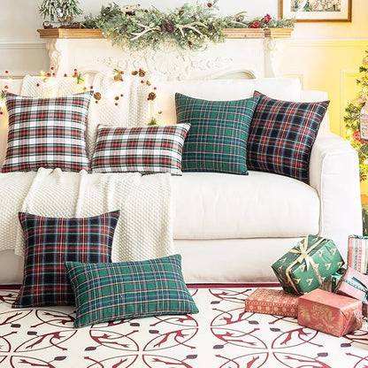 AQOTHES Pack of 2 Christmas Plaid Decorative Throw Pillow Covers Scottish - Image 7