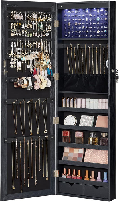 songmics 6 leds mirror jewelry cabinet, 47.2-inch tall, main product view