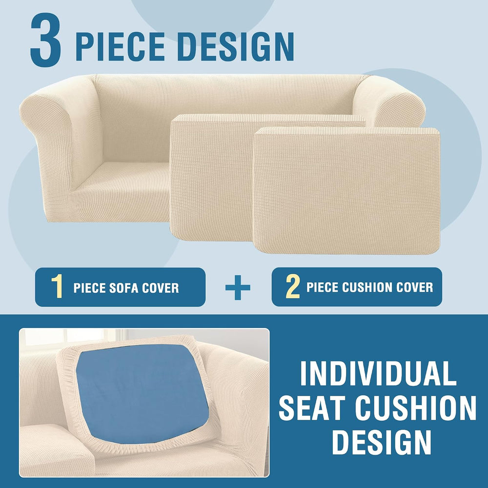 H.VERSAILTEX 3 Pieces Stretch Chesterfield Sofa Covers for 2 Cushion Couch Mi...