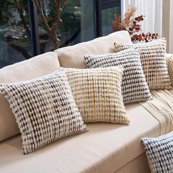 Aeckself Boho Chenille Tufted Pillow Cover 20 x 20 Inch, Decorative Square - Image 5