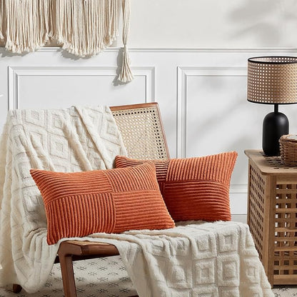 Fancy Homi Set of 2 Burnt Orange Lumbar Decorative Throw Pillow Covers 14x22 - Image 6