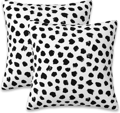 White and Black Spot Throw Pillow Covers Set of 2 Polka Dot Pillow Covers 18x18 by Naqiuli