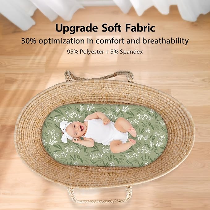 Baby Bassinet Sheets Girl Boy, Fitted Bassinet Sheet Set 3 Pack Bassinet - Image 3