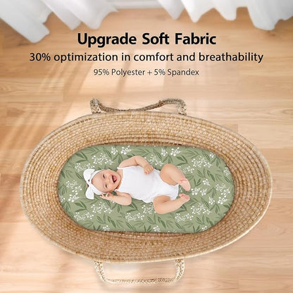 Baby Bassinet Sheets Girl Boy, Fitted Bassinet Sheet Set 3 Pack Bassinet - Image 3