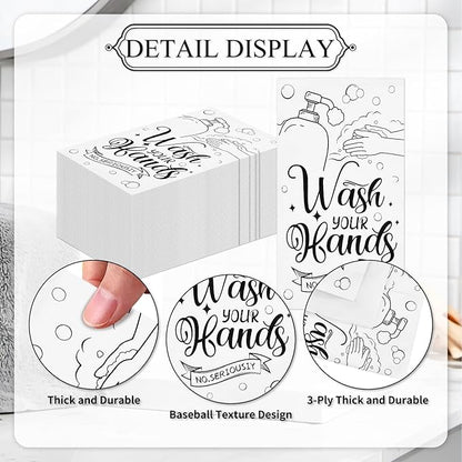 100 Pack Wash Your Hands Paper Napkins – 13 x 16 Inches Unfolded, 3-Ply - Image 3