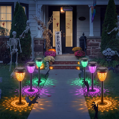 Gerrii 6 Pack Halloween Solar Lights Outdoor, Halloween Decorations Outdoor