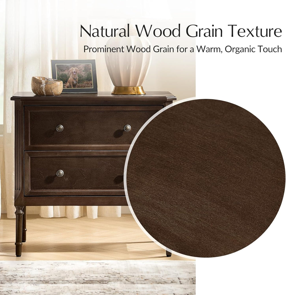 HULALA HOME Solid Wood End Table with Charging Station, Walnut, Set of 2