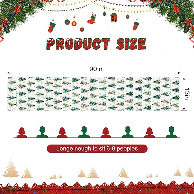 OTOSTAR Golden Snowflake Christmas Tree Merry Christmas Table Runner, Xmas - Image 5
