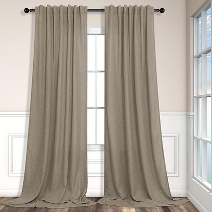 Extra Long Curtains 2 Panels Set Dark Taupe Linen Curtains 108 inches Long by Pitalk
