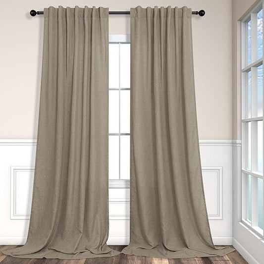 Pitalk Taupe Linen Curtains 72 Inch Length by Pitalk