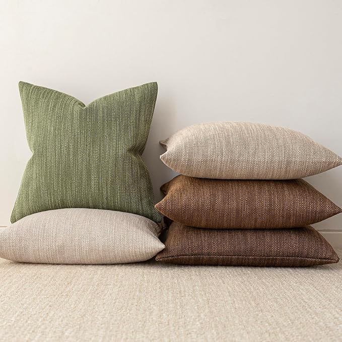 Foindtower Set of 2 Decorative Textured Burlap Linen Throw Pillow Covers - Image 6